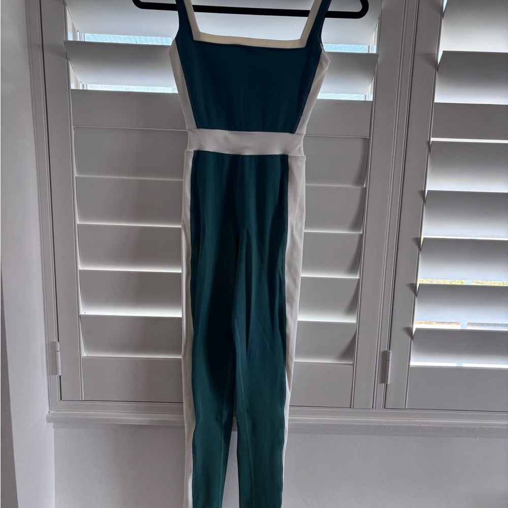 Elegant Teal and White Jumpsuit